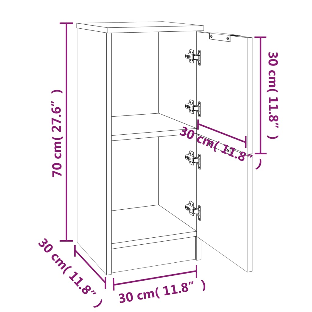 Dressoir 30x30x70 cm bewerkt hout gerookt eikenkleurig - AllerleiShop