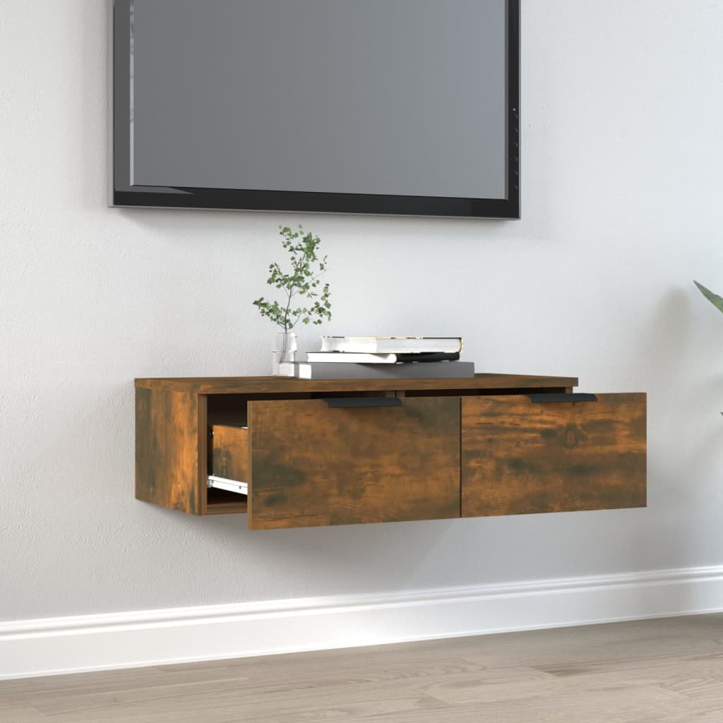 Wandkast 68x30x20 cm bewerkt hout gerookt eikenkleurig - AllerleiShop