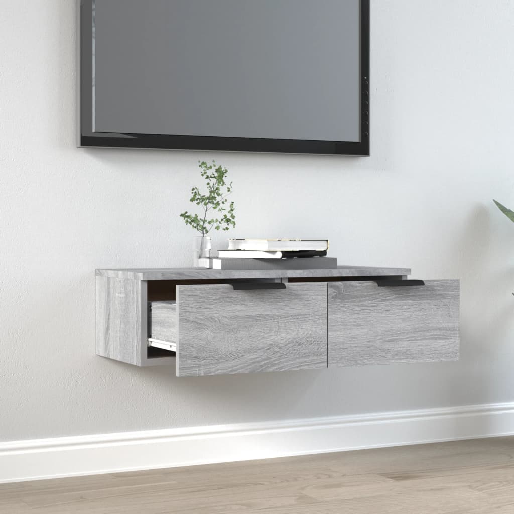 Wandkast 68x30x20 cm bewerkt hout grijs sonoma eikenkleurig - AllerleiShop