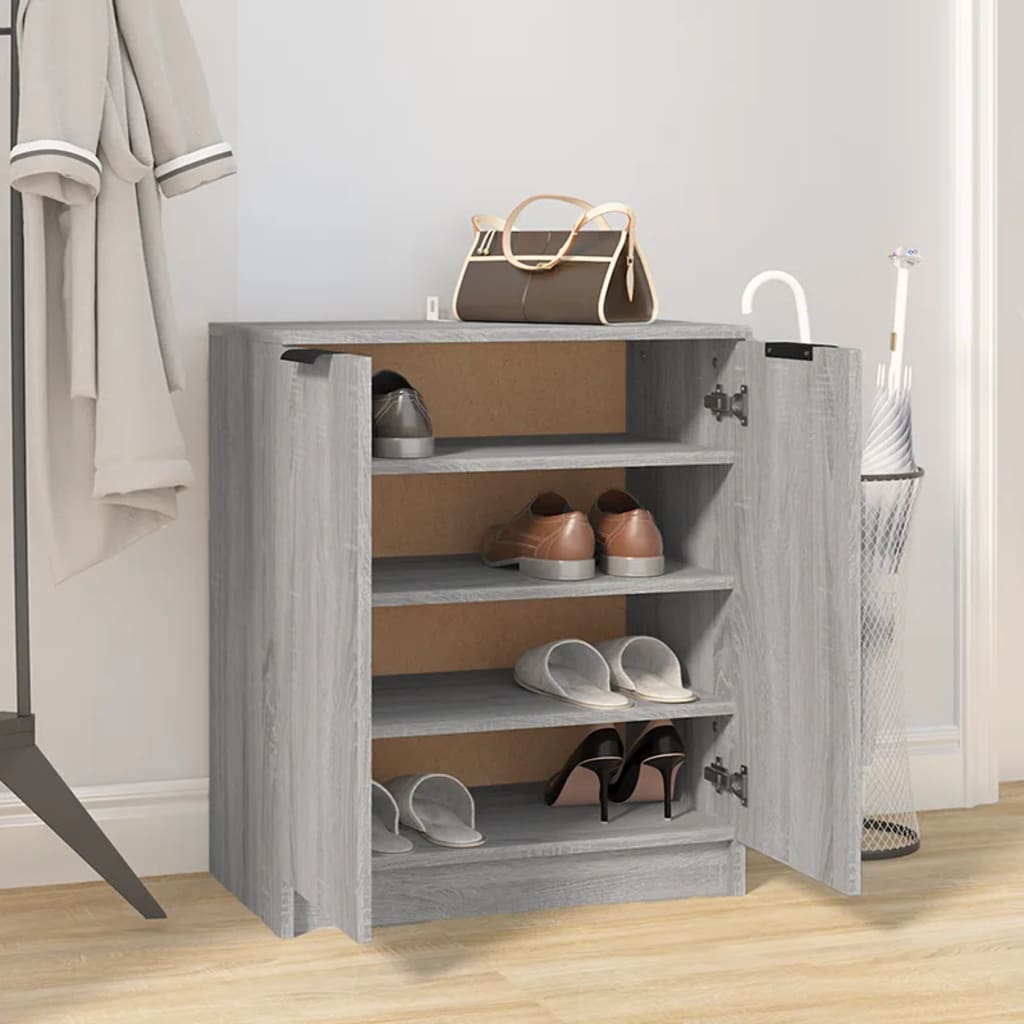 Schoenenkast 59x35x70 cm bewerkt hout grijs sonoma eikenkleurig - AllerleiShop