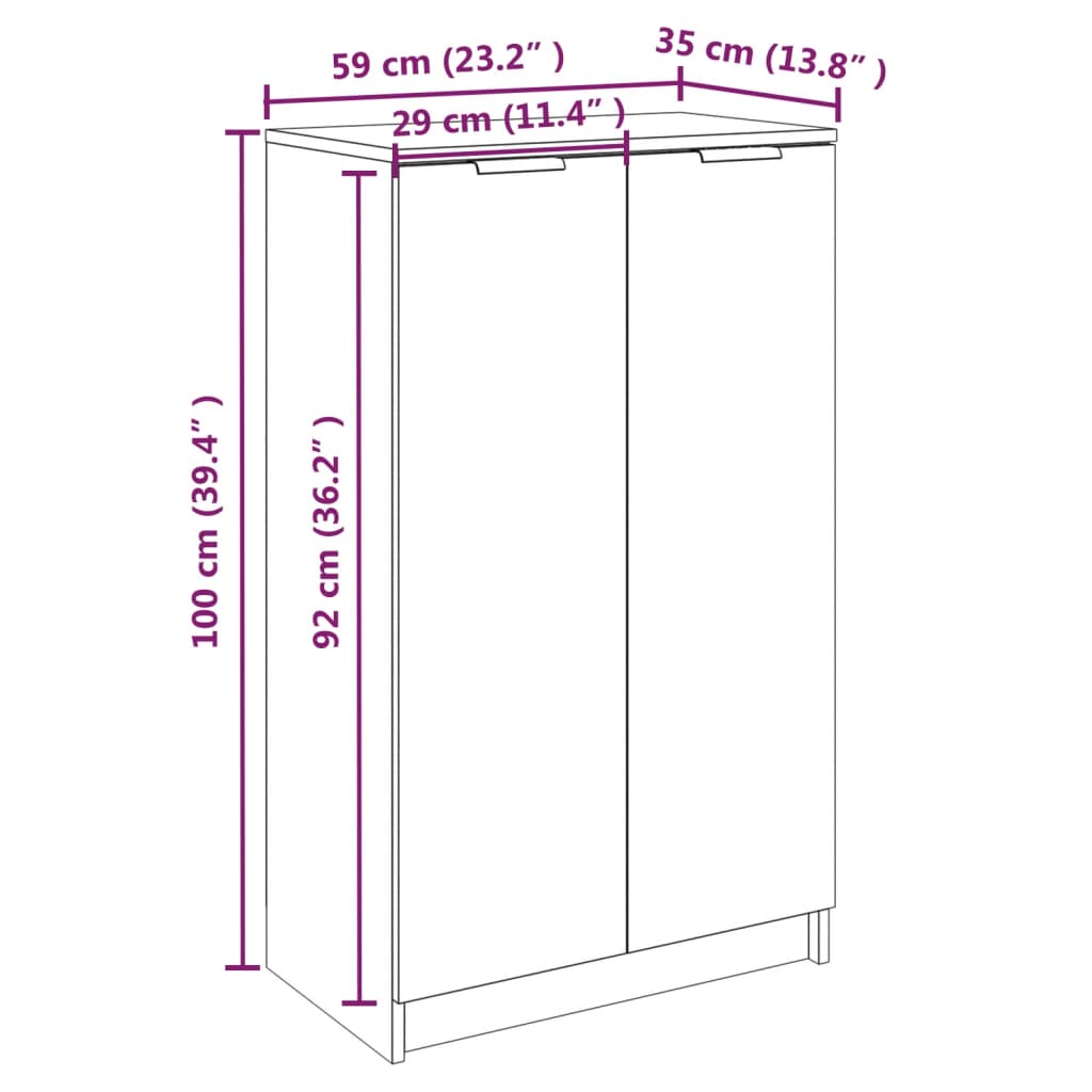 Schoenenkast 59x35x100 cm bewerkt hout gerookt eikenkleurig - AllerleiShop