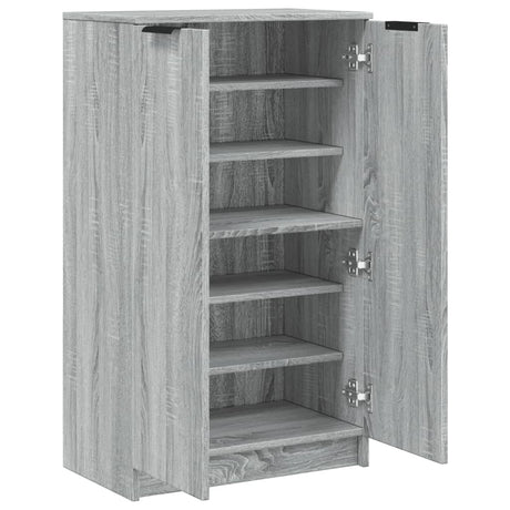 Schoenenkast 59x35x100 cm bewerkt hout grijs sonoma eikenkleur - AllerleiShop