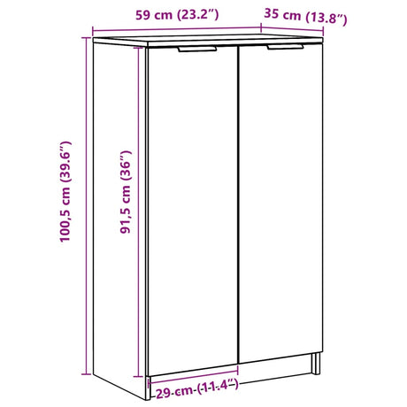 Schoenenkast 59x35x100 cm bewerkt hout grijs sonoma eikenkleur - AllerleiShop