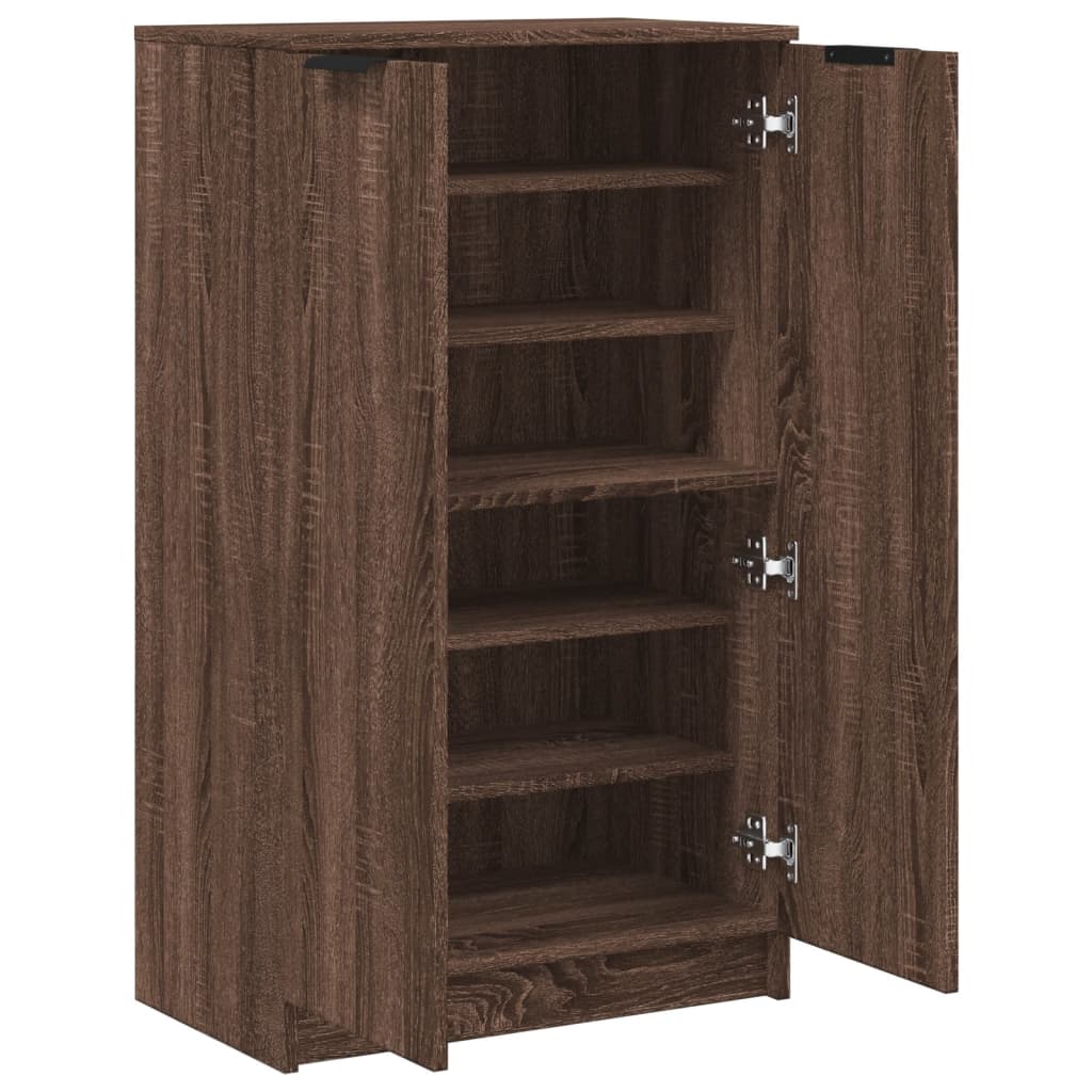 Schoenenkast 59x35x100 cm bewerkt hout bruin eikenkleur - AllerleiShop