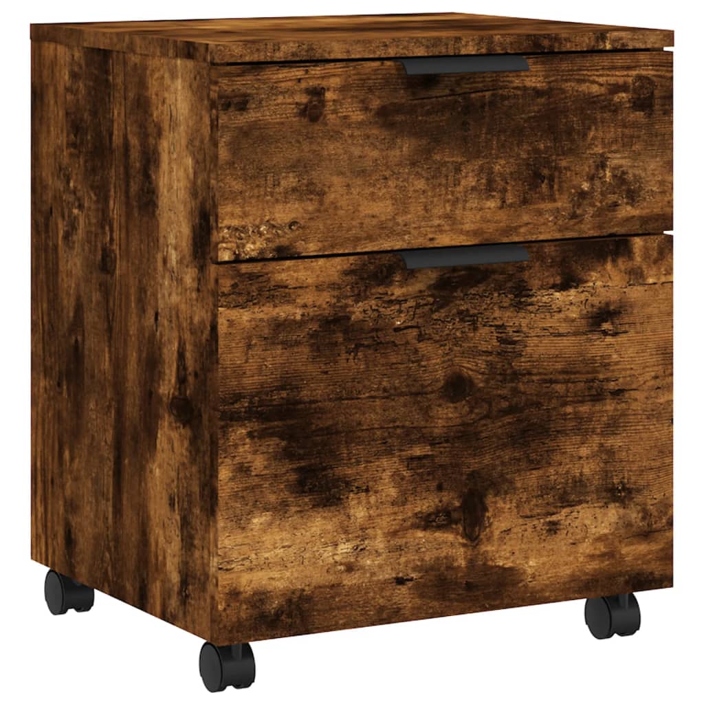 Dossierkast verrijdbaar 45x38x54 cm bewerkt hout gerookt eiken - AllerleiShop