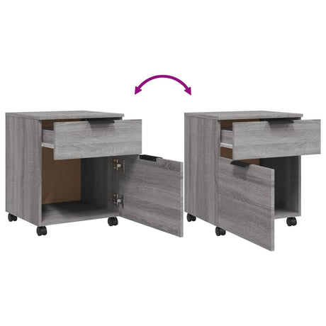 Dossierkast verrijdbaar 45x38x54 cm bewerkt hout grijs sonoma - AllerleiShop