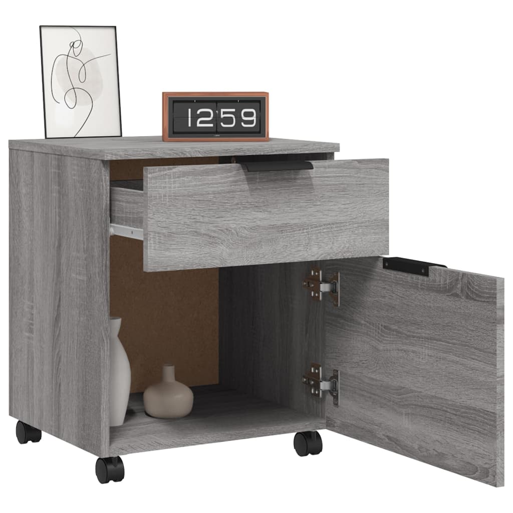 Dossierkast verrijdbaar 45x38x54 cm bewerkt hout grijs sonoma - AllerleiShop