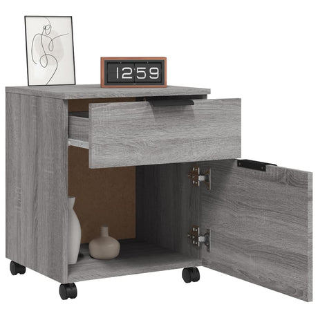 Dossierkast verrijdbaar 45x38x54 cm bewerkt hout grijs sonoma - AllerleiShop