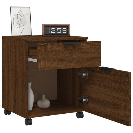 Dossierkast verrijdbaar 45x38x54 cm bewerkt hout bruineiken - AllerleiShop