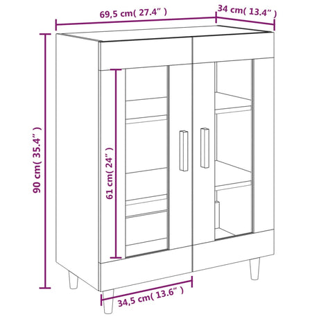 Dressoir 69,5x34x90 cm bewerkt hout gerookt eikenkleurig - AllerleiShop