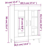 Dressoir 69,5x34x90 cm bewerkt hout grijs sonoma eikenkleurig - AllerleiShop