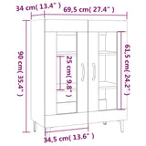 Dressoir 69,5x34x90 cm bewerkt hout bruin eikenkleur - AllerleiShop