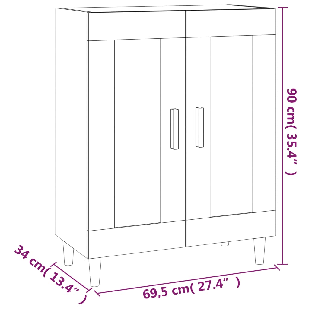 Dressoir 69,5x34x90 cm bewerkt hout gerookt eikenkleurig - AllerleiShop