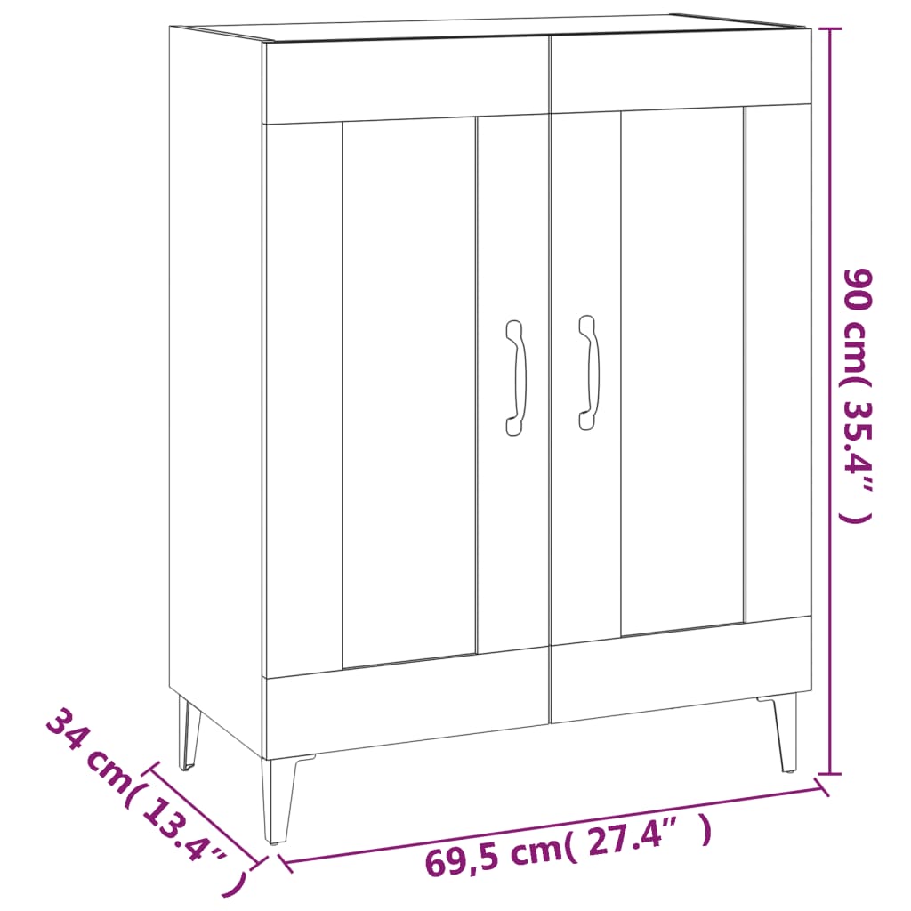 Dressoir 69,5x34x90 cm bewerkt hout gerookt eikenkleurig - AllerleiShop