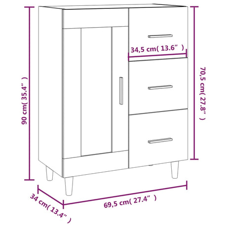 Dressoir 69,5x34x90 cm bewerkt hout gerookt eikenkleurig - AllerleiShop