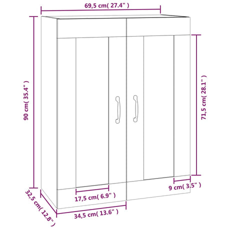 Hangkast 69,5x32,5x90 cm gerookt eikenkleurig - AllerleiShop