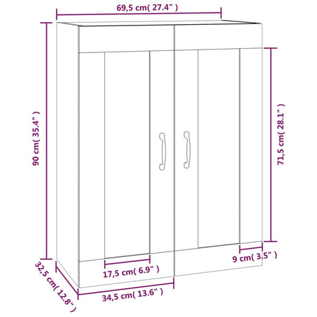 Hangkast 69,5x32,5x90 cm grijs sonoma eikenkleurig - AllerleiShop