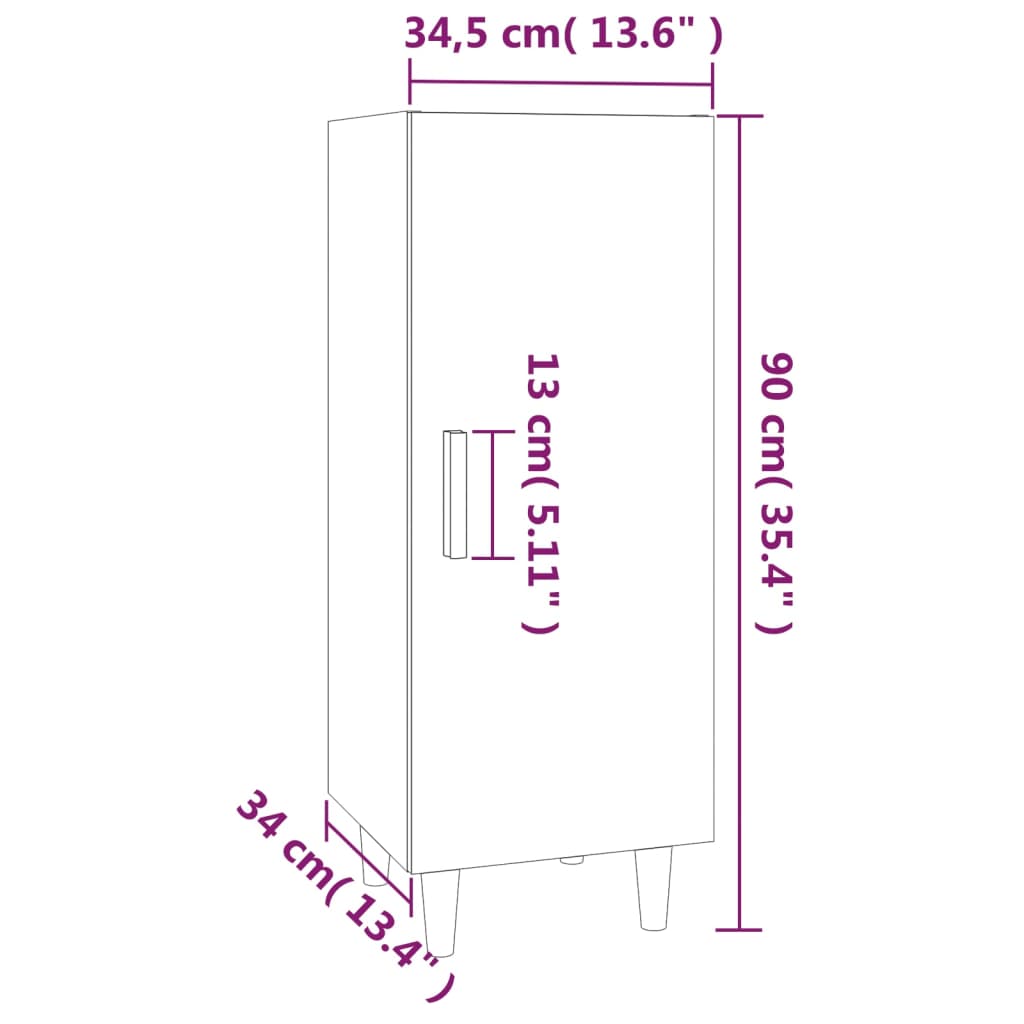 Dressoir 34,5x34x90 cm bewerkt hout gerookt eikenkleurig - AllerleiShop