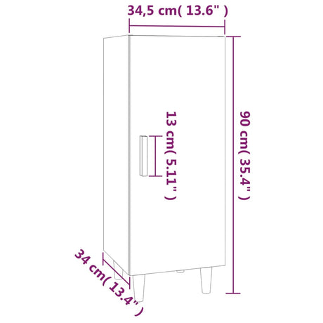 Dressoir 34,5x34x90 cm bewerkt hout gerookt eikenkleurig - AllerleiShop