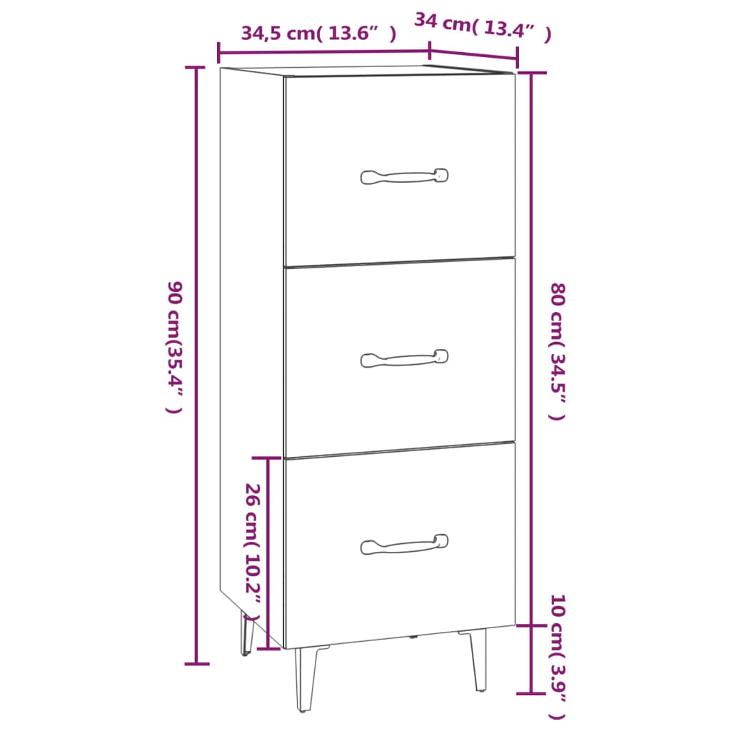 Dressoir 34,5x34x90 cm bewerkt hout gerookt eiken - AllerleiShop