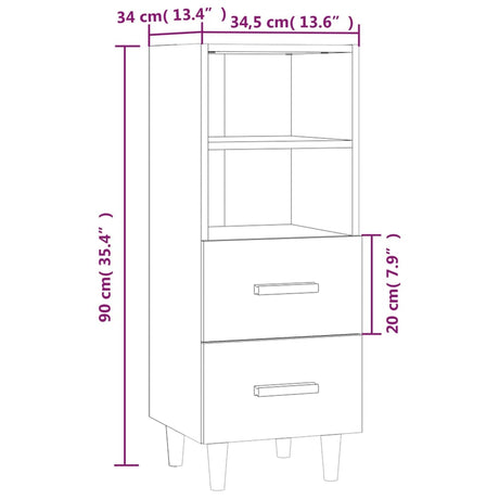 Dressoir 34,5x34x90 cm bewerkt hout gerookt eikenkleurig - AllerleiShop