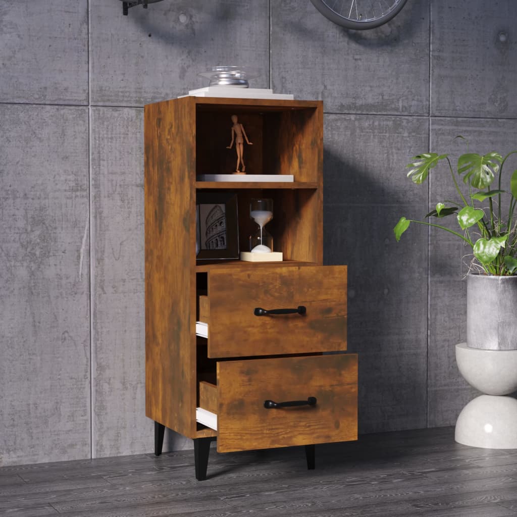 Dressoir 34,5x34x90 cm bewerkt hout gerookt eikenkleurig - AllerleiShop