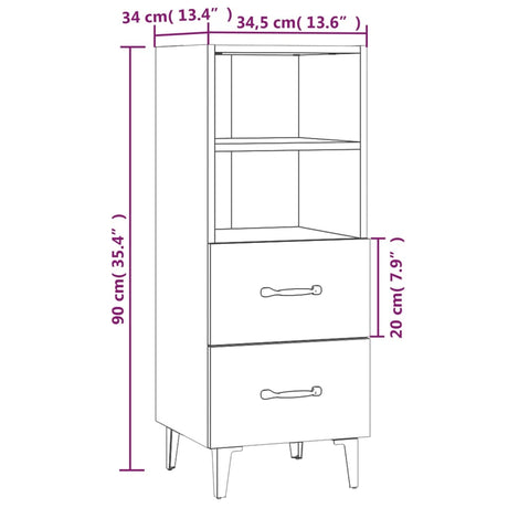 Dressoir 34,5x34x90 cm bewerkt hout gerookt eikenkleurig - AllerleiShop