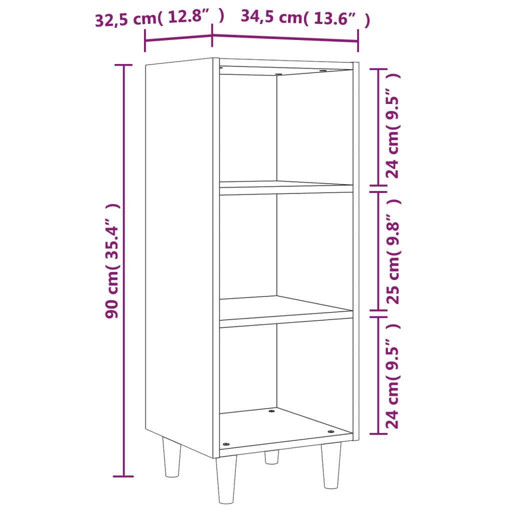 Dressoir 34,5x32,5x90 cm bewerkt hout bruin eikenkleur - AllerleiShop