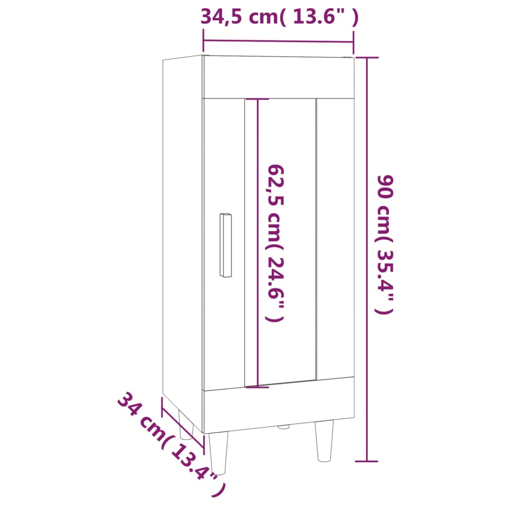 Dressoir 34,5x34x90 cm bewerkt hout gerookt eiken - AllerleiShop