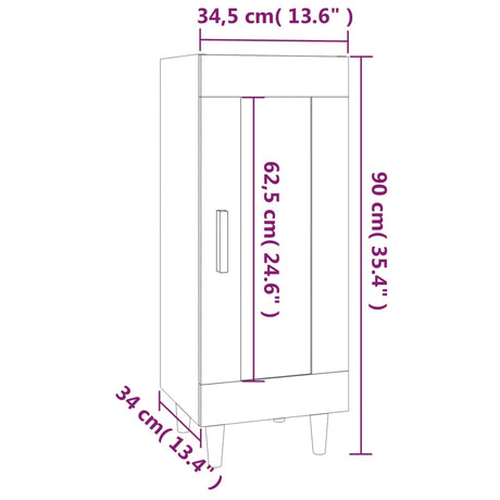 Dressoir 34,5x34x90 cm bewerkt hout bruin eikenkleur - AllerleiShop