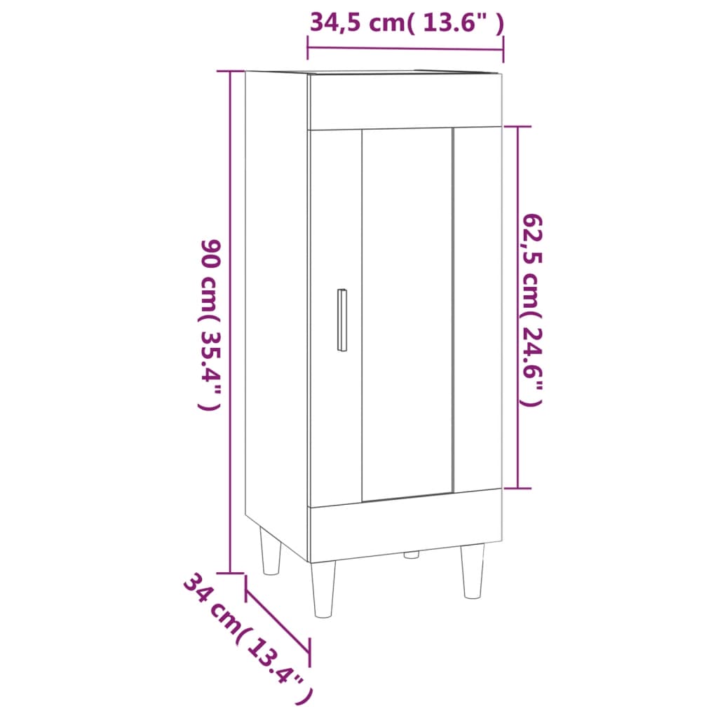 Dressoir 34,5x34x90 cm bewerkt hout bruin eikenkleur - AllerleiShop