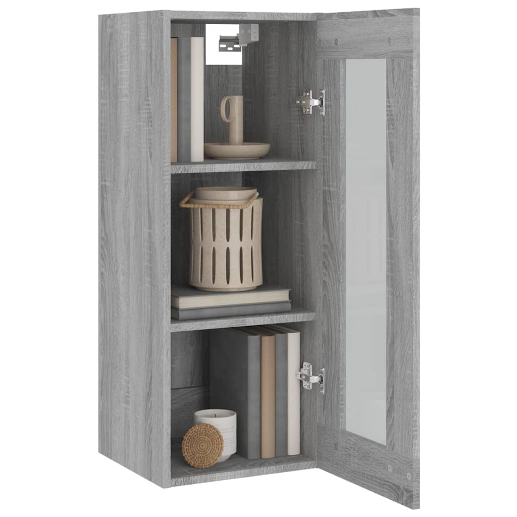 Wandkast 34,5x34x90 cm grijs sonoma eikenkleurig - AllerleiShop