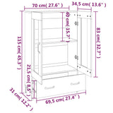 Hoge kast 70x31x115 cm bewerkt hout gerookt eikenkleurig - AllerleiShop