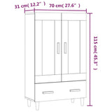 Hoge kast 70x31x115 cm bewerkt hout gerookt eikenkleurig - AllerleiShop