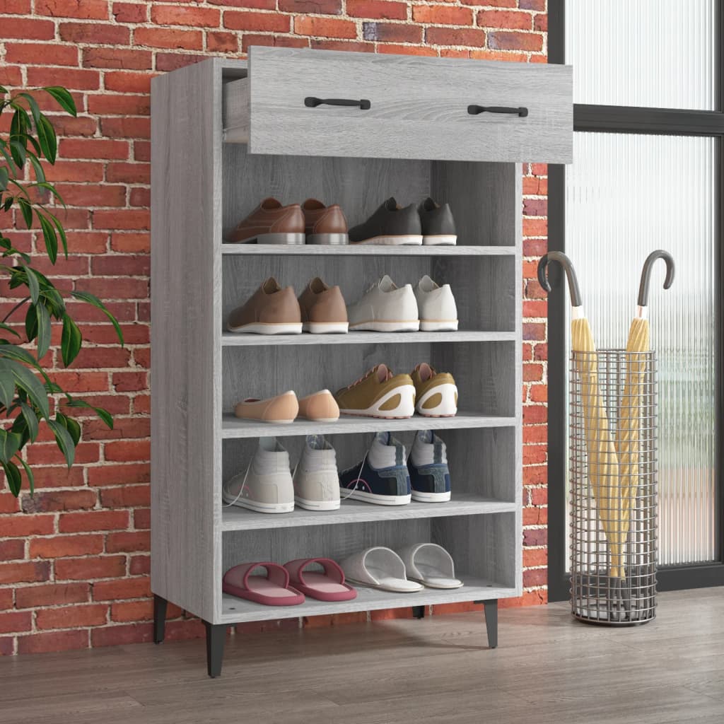 Schoenenkast 60x35x105 cm bewerkt hout grijs sonoma eikenkleur - AllerleiShop