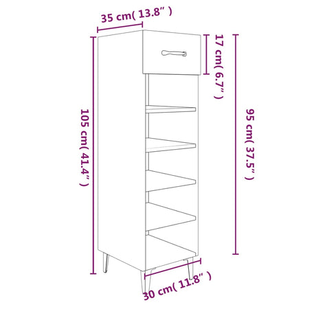 Schoenenkast 30x35x105 cm bewerkt hout gerookt eikenkleurig - AllerleiShop