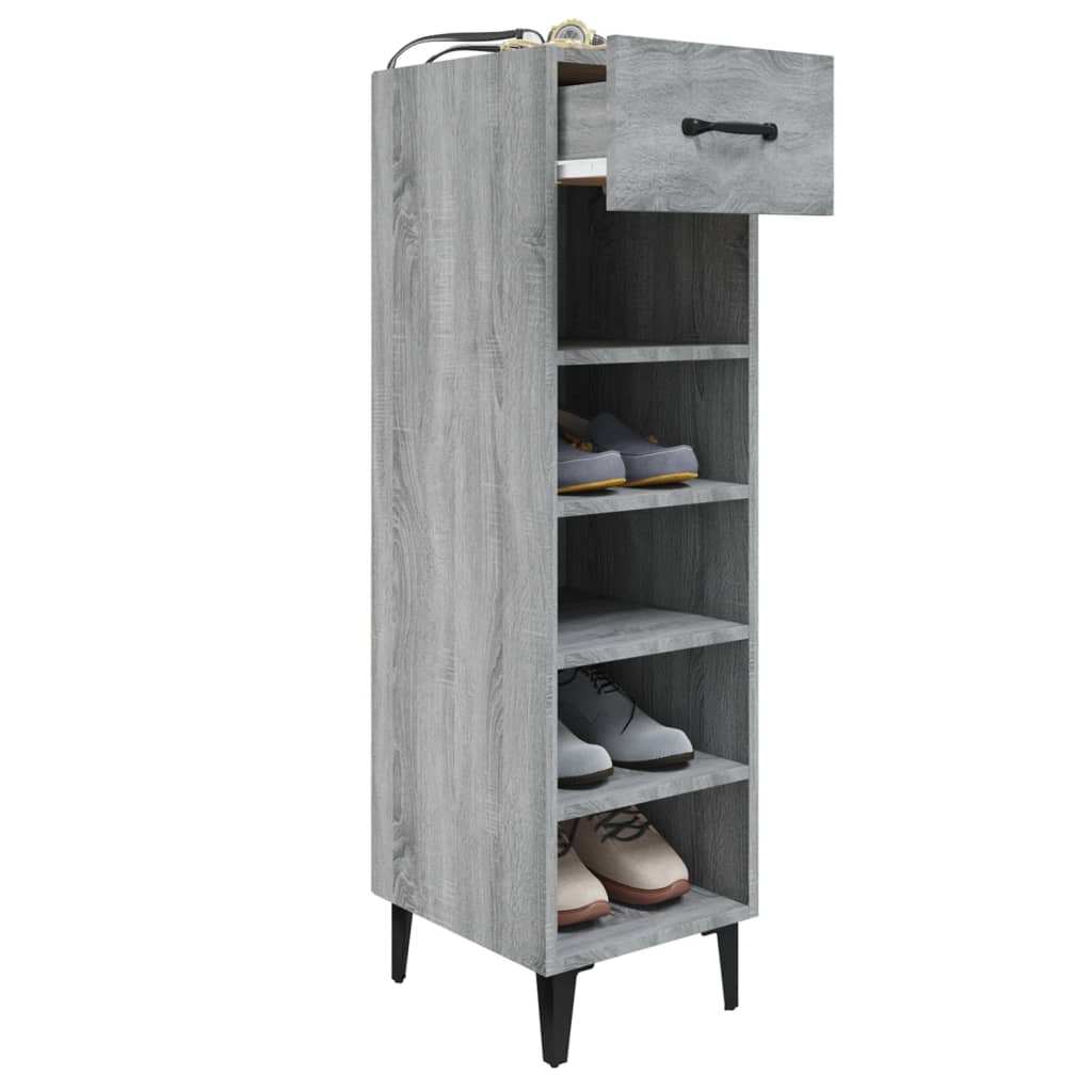 Schoenenkast 30x35x105 cm bewerkt hout grijs sonoma eikenkleur - AllerleiShop