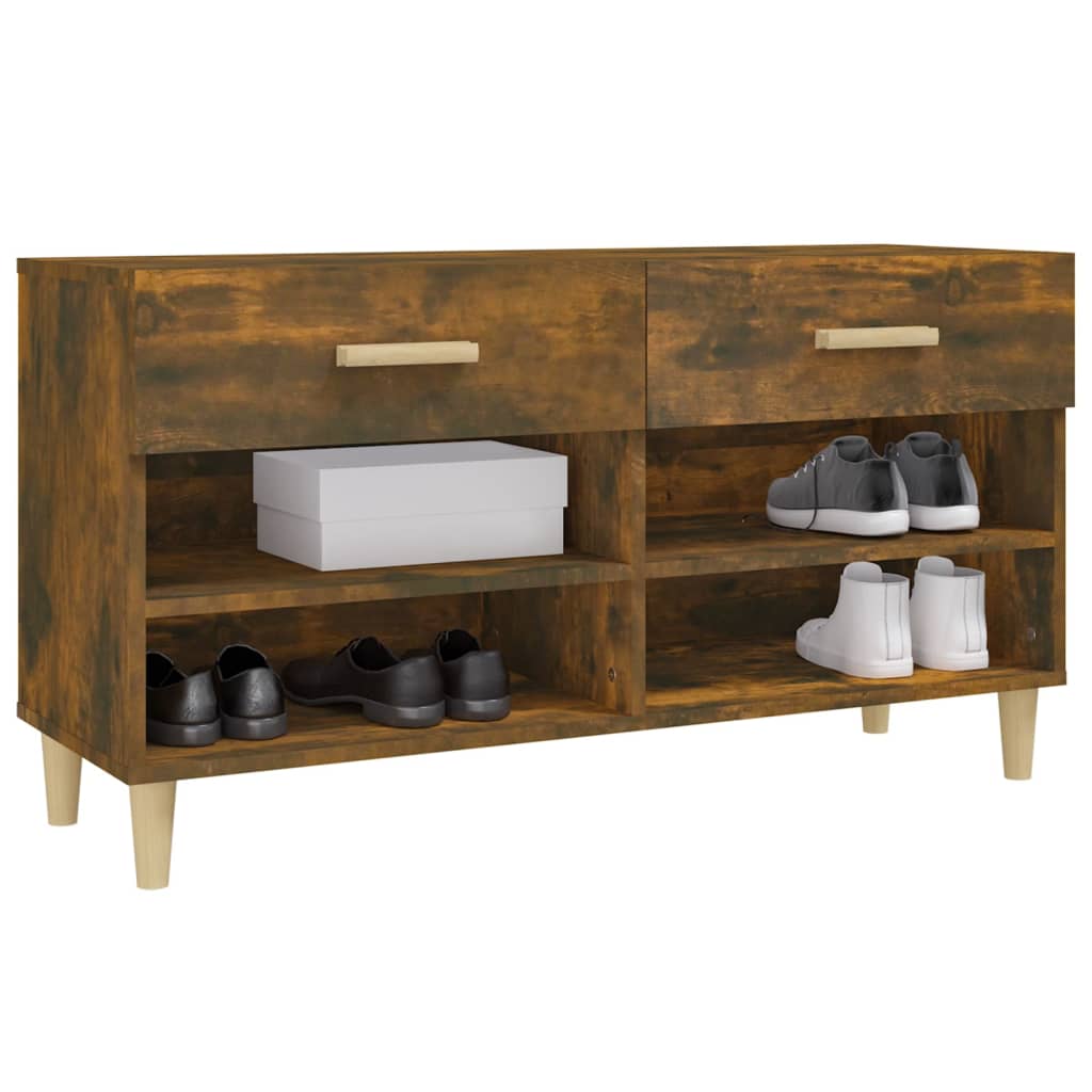 Schoenenkast 102x35x55 cm bewerkt hout gerookt eikenkleurig - AllerleiShop