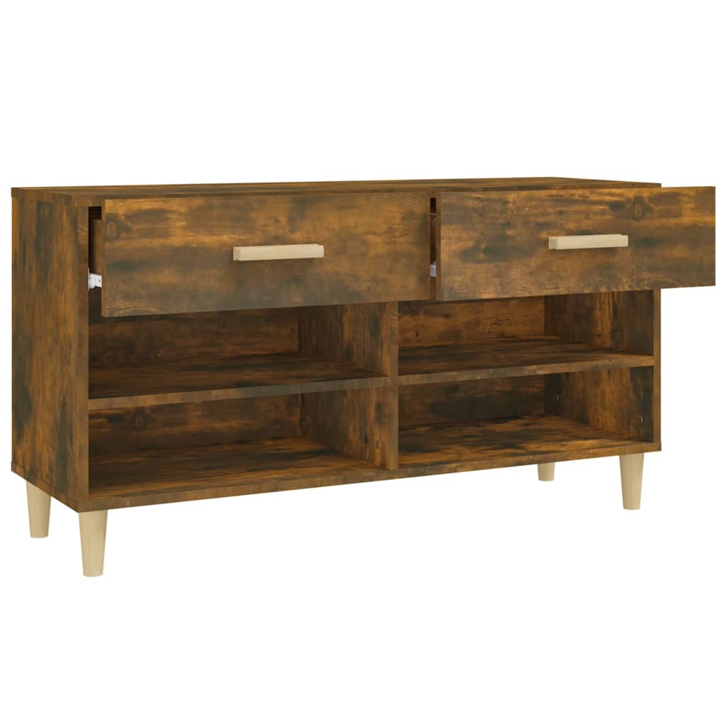 Schoenenkast 102x35x55 cm bewerkt hout gerookt eikenkleurig - AllerleiShop