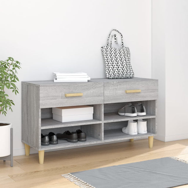 Schoenenkast 102x35x55 cm bewerkt hout grijs sonoma eikenkleur - AllerleiShop