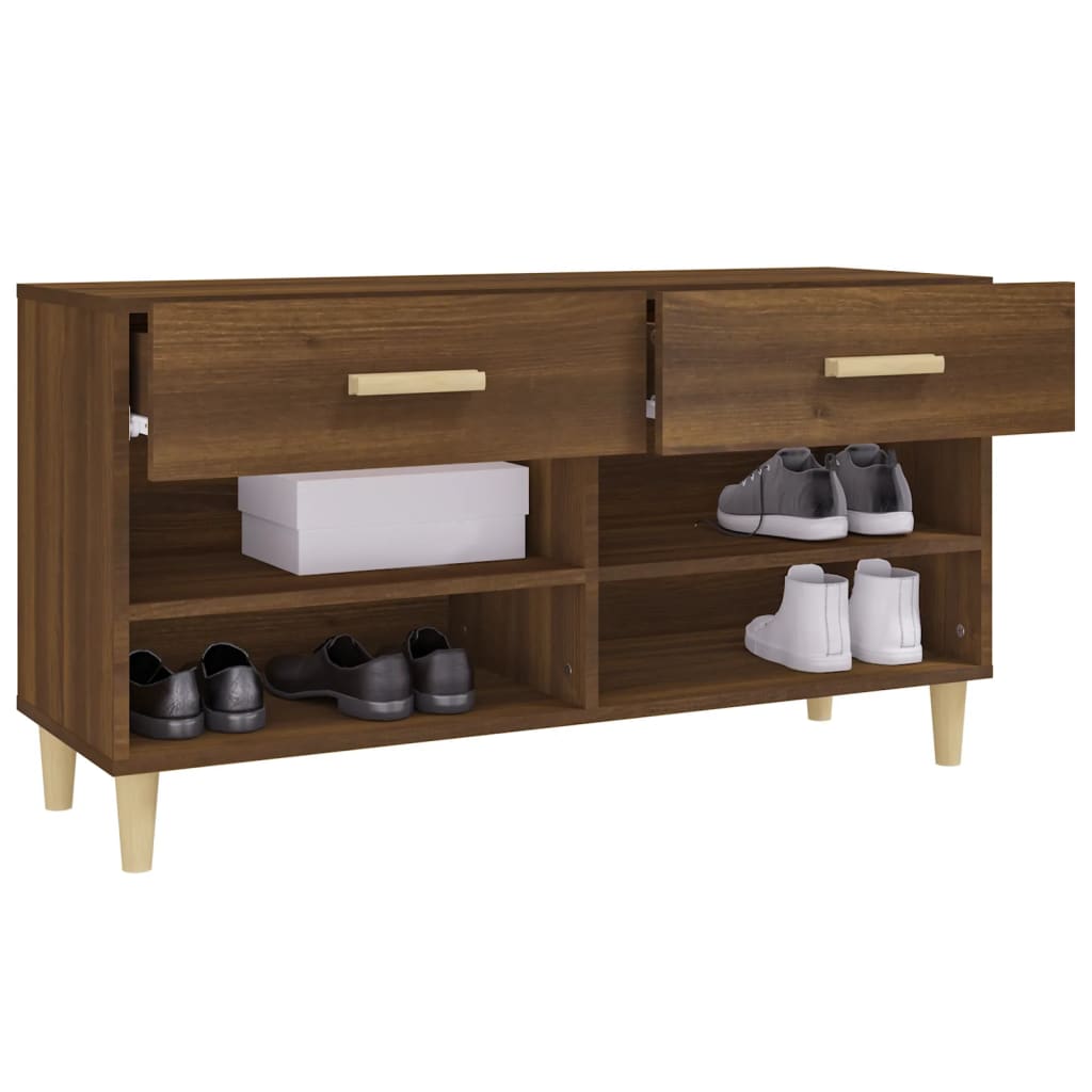 Schoenenkast 102x35x55 cm bewerkt hout bruin eikenkleur - AllerleiShop