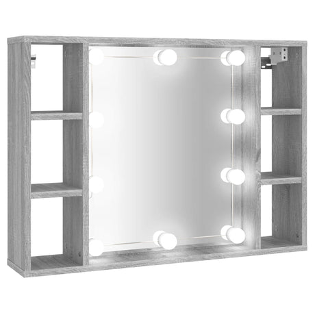 Spiegelkast met LED-verlichting 76x15x55 cm grijs sonoma eiken - AllerleiShop