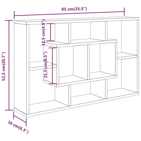 Wandschap 85x16x52,5 cm bewerkt hout gerookt eikenkleurig - AllerleiShop