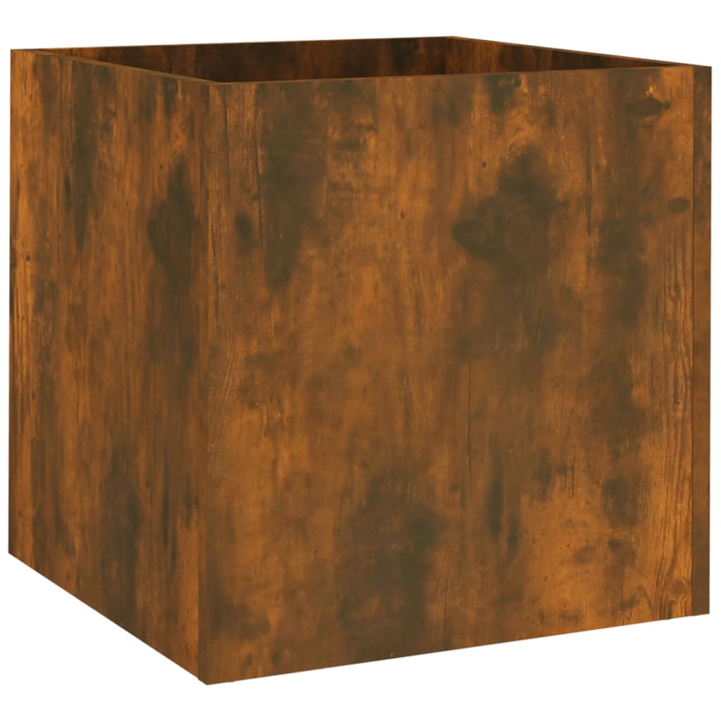 Plantenbak 40x40x40 cm bewerkt hout gerookt eikenkleurig