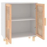 Dressoir 60x30x70 cm massief grenenhout en rattan wit - AllerleiShop