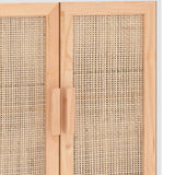 Dressoir 60x30x70 cm massief grenenhout en rattan wit - AllerleiShop