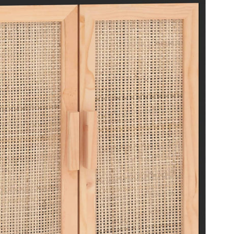 Dressoir 60x30x70 cm massief grenen hout en rattan zwart - AllerleiShop