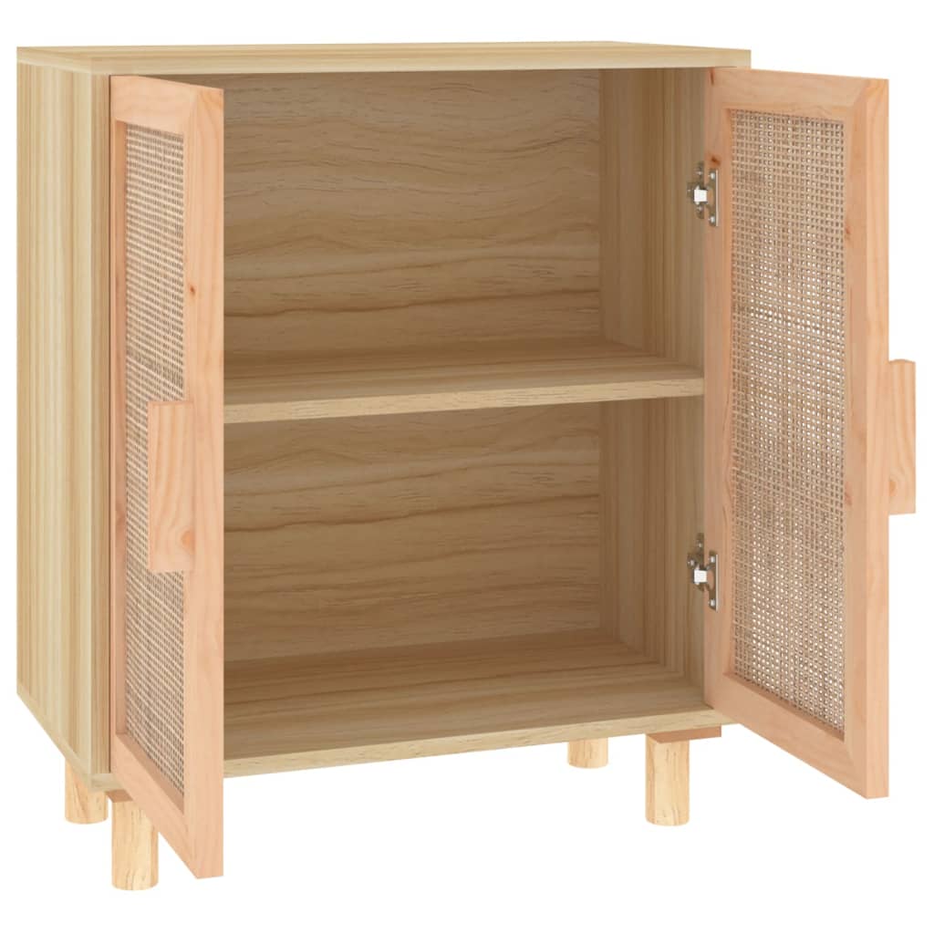 Dressoir 60x30x70 cm massief grenenhout en rattan bruin - AllerleiShop