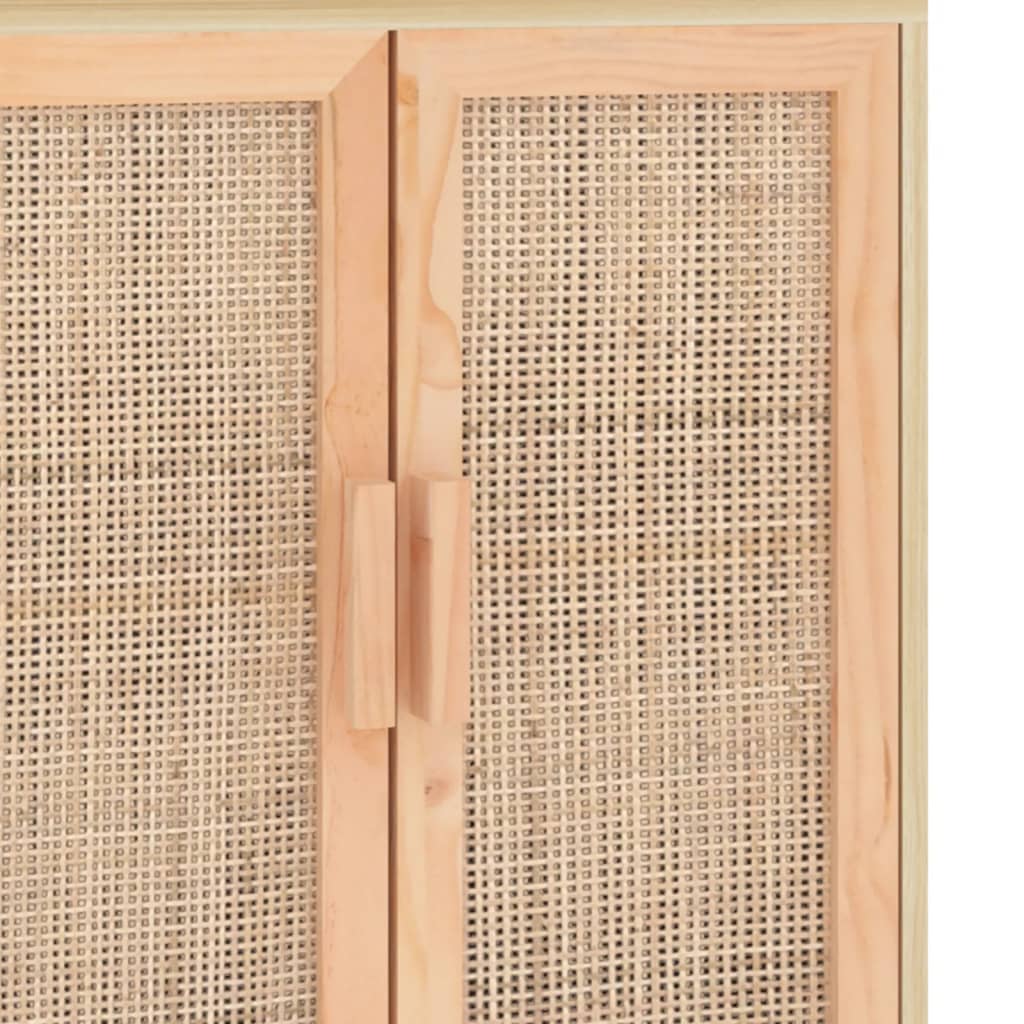 Dressoir 60x30x70 cm massief grenenhout en rattan bruin - AllerleiShop