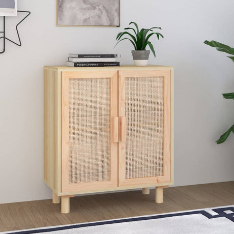 Dressoir 60x30x70 cm massief grenenhout en rattan bruin - AllerleiShop